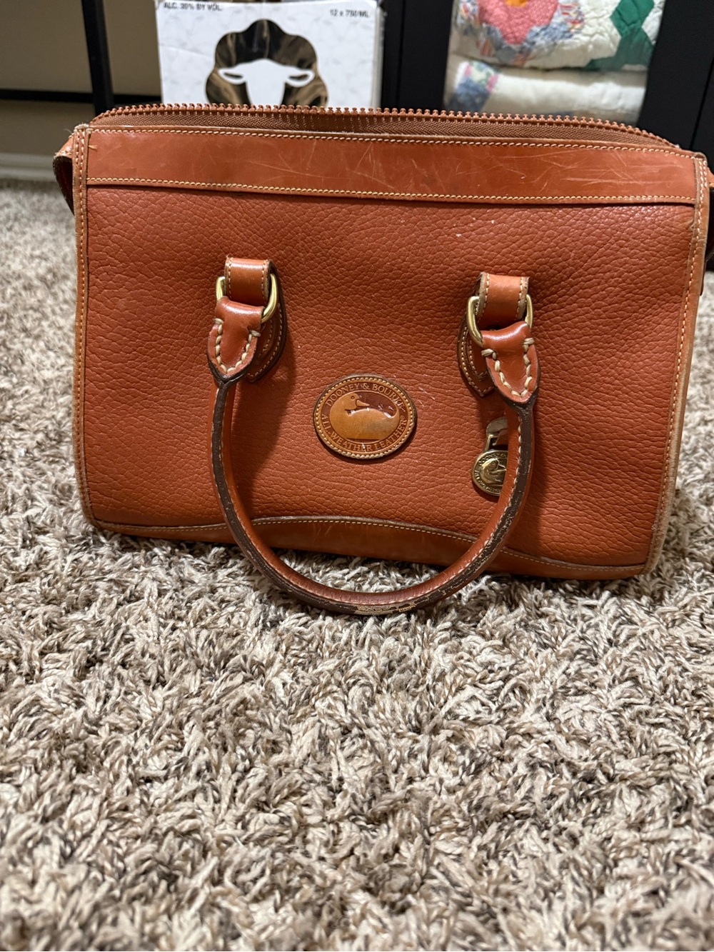 Dooney & Bourke Burnt Orange Leather Satchel with Top Handles